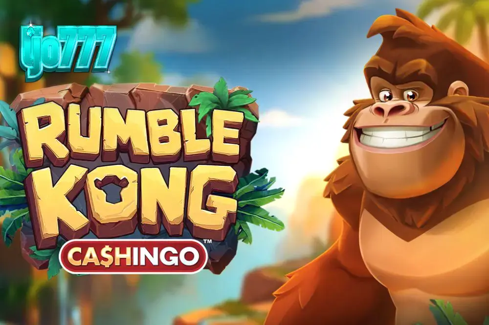 Tampilan visual slot Rumble Kong CASHINGO dengan tema hutan yang cerah